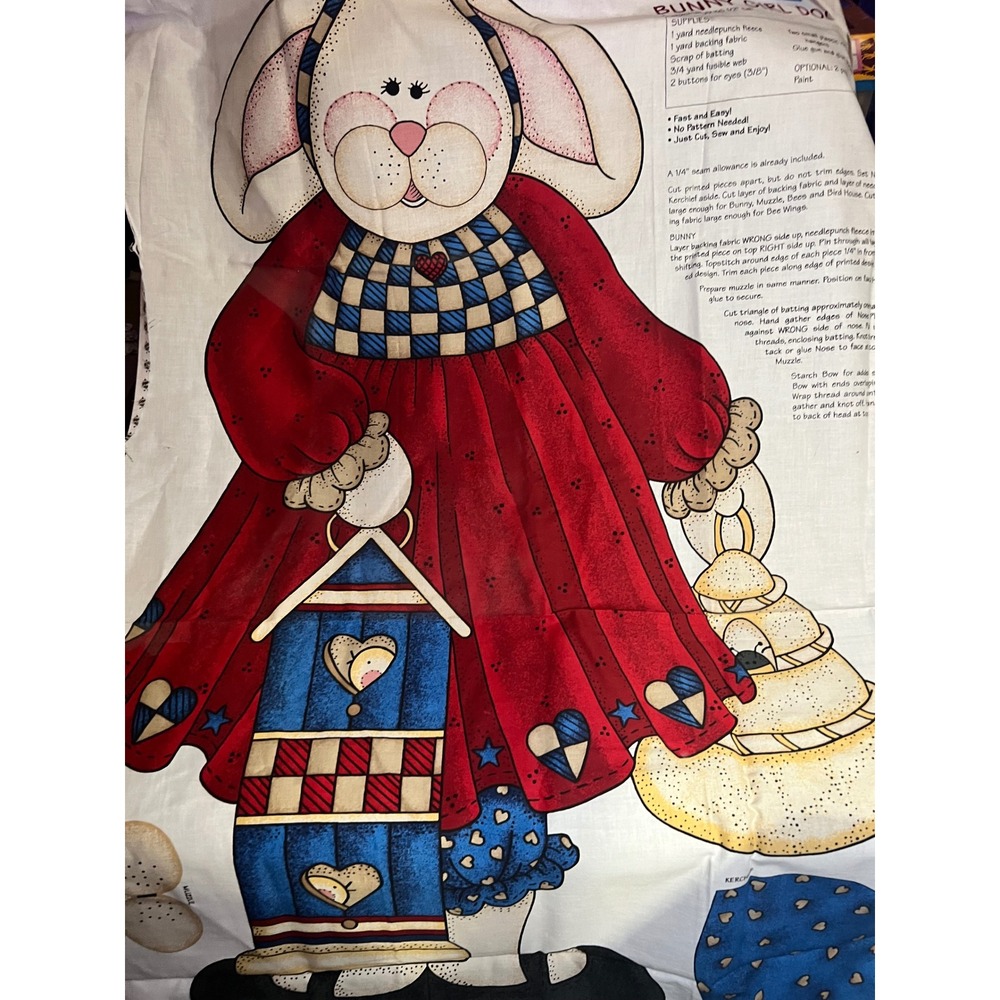 Daisy Kingdom Bunny Girl Door Panel 3538 Vintage 1998 Cut Sew Fabric Rabbit